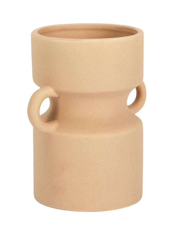 Vase en céramique 2 anses, hauteur 15,5 cm (terre) Vase en céramique 2 anses, hauteur 15,5 cm (terre)